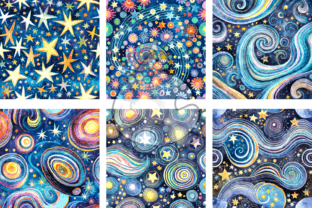 Starry Night Set 2 - Watercolor Skies Graphic Backgrounds By Prawny 3