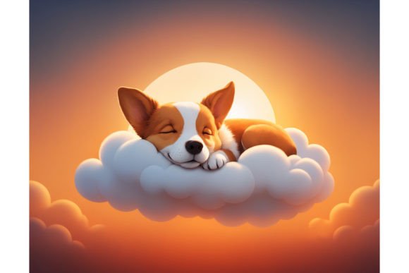 Sunset Snooze of Corgi Puppy Gráfico Ilustraciones IA Por alsstocks450