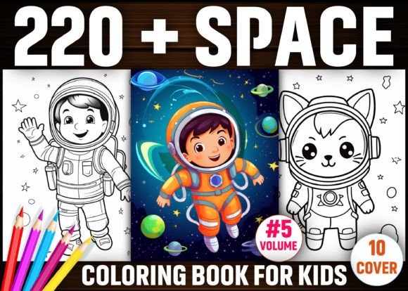 200+ Space Coloring Pages for Kids - KDP Gráfico Páginas y libros de colorear para niños Por E A G L E