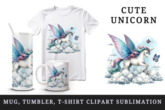 Cute Unicorn Tumbler, Mug Wrap, Clipart Graphic Crafts By Tati Design