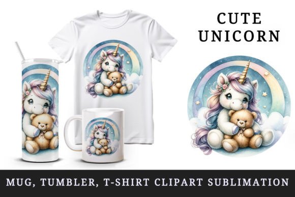 Cute Unicorn Tumbler, Mug Wrap, Clipart Grafik Plotterdateien Von Tati Design