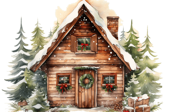 Winter Christmas House Illustration PNG Gráfico Ilustraciones Imprimibles Por CreativeMoodUA