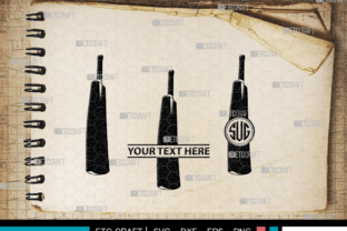 Cricket Bat SVG Monogram, Bat Silhouette Illustration Artisanat Par Pixel Elites 2
