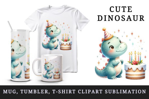 Cute Dinosaur Birthday Mug Wrap Clipart Graphic Crafts By Tati Design