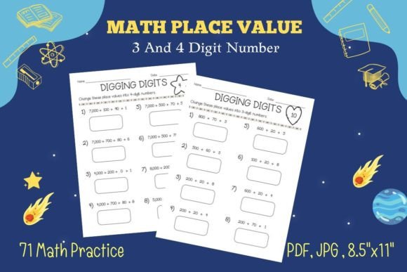 Place Value Three and Four Digit Nnumber Afbeelding Groep 4 Door HappyDesign