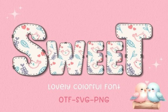 Sweet Fonts in Kleur Font Door AnningArts