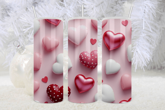 Cute Pink Heart 3d Valentine Wraps 2 Graphic Print Templates By peangra