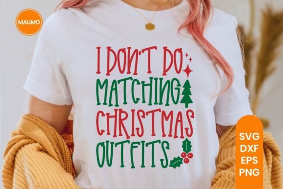 Matching Christmas Outfits, Funny Xmas Graphic Print Templates By Maumo Designs