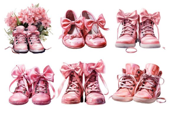 Pink Baby Shoes Watercolor Clipart Graphic AI Transparent PNGs By Nayem Khan