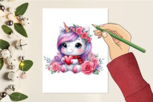 Watercolor Valentine's Cute Cat Clipart Grafika Ilustracje do Druku Przez ChloeArtShop 2
