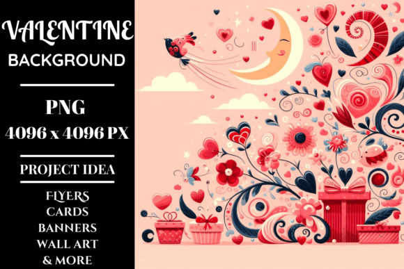 Whimsical Romance : Valentine Background Graphic Backgrounds By Endrawsart