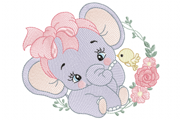 Baby Elephant Baby Animals Embroidery Design By Reading Pillows Designs