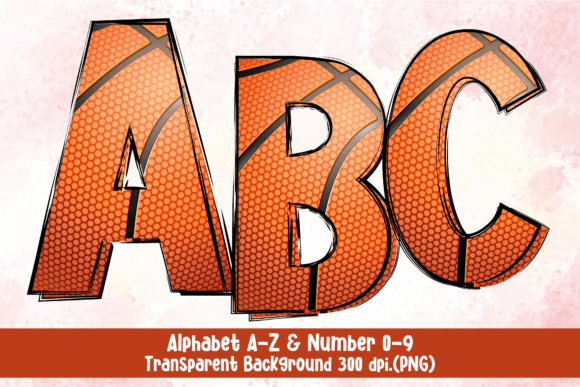 Basketball Doodle Fonts and Number Graphic Illustrations By ADF Design