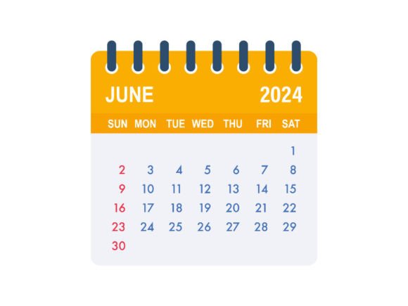 June 2024 Calendar Leaf. Calendar 2024 Graphic Illustrations By DG-Studio