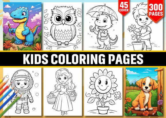 300 Kids Coloring Pages for Kids (KDP) Gráfico Páginas y libros de colorear para niños Por WinSum Art