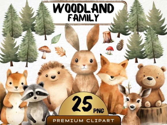 Cute Woodland Animal Clipart PNG Bundle Graphic Illustrations By MokoDE