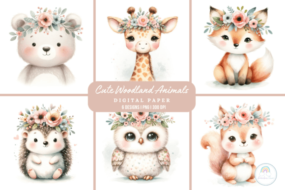 Cute Woodland Animals Background Graphic Backgrounds By Rainbowtown