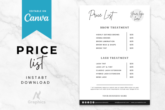 Editable Price List Canva Template Graphic Print Templates By AN Graphics