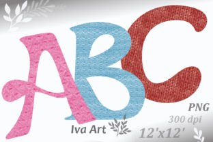 Knitted Alphabet Sublimation PNG Letters Gráfico Plantillas de Impresión Por Iva Art 3