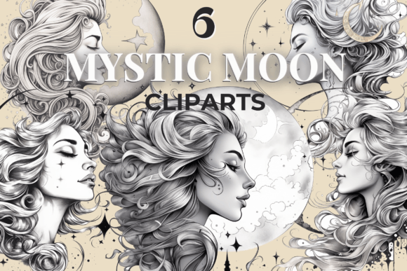 Mystic Moon Clipart Collection Illustration Illustrations Imprimables Par Esch Creative