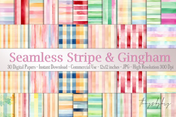 Seamless Striped Gingham Seersucker Graphic Patterns By ThingsbyLary