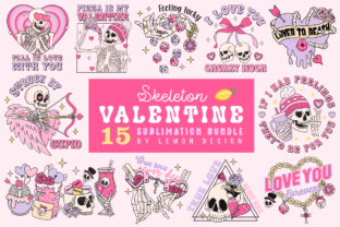 Skeleton Valentine Sublimation Bundle Afbeelding Crafts Door Lemon.design 1