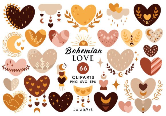 Boho Heart Clipart, Valentines Day Svg Graphic Illustrations By JulzaArt