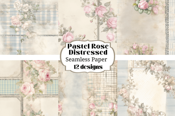 12 Pastel Roses Distressed Digital Paper Gráfico Fondos Por Laura Beth Love