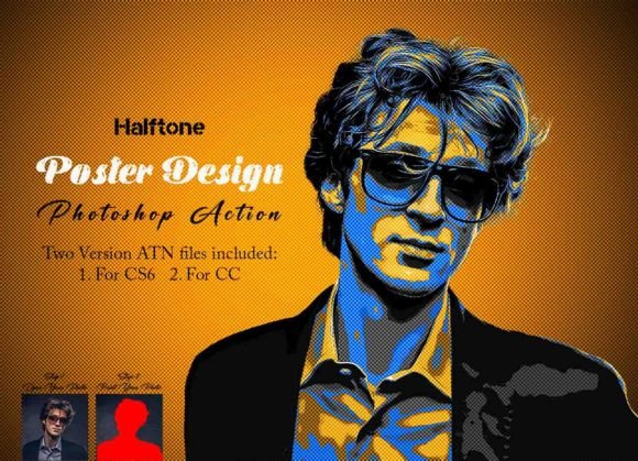 Halftone Poster Design Photoshop Action Grafica Componenti Aggiuntivi Creativi Di hmalamin8952