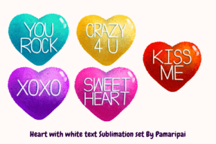 Heart with White Text Sublimation Set Illustration Illustrations Imprimables Par pam.aripai 4