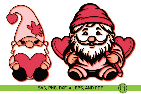 Layer Valentine Gnome SVG Bundle Graphic 3D SVG By NGISED
