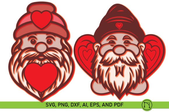 Layer Valentine Gnome SVG Bundle Graphic 3D SVG By NGISED