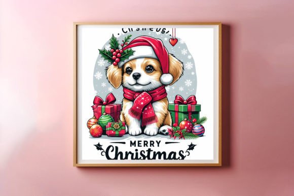 Merry Christmas Watercolor Animal Dog Graphic Illustrations By Kanay Lal