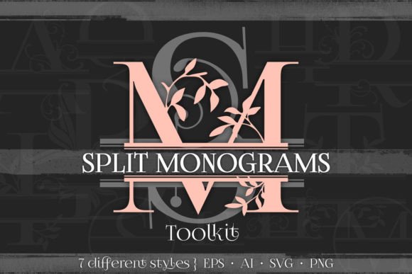 SPLIT MONOGRAMS VECTOR TOOLKIT Graphic Objects By avalonrosedesign