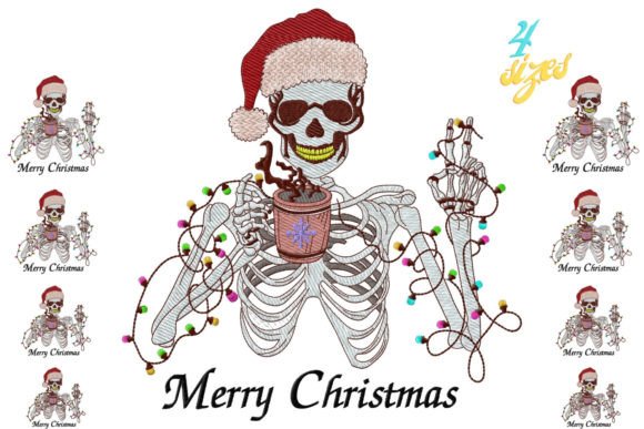Skeleton Celebrating Christmas Christmas Embroidery Design By Creative Touch