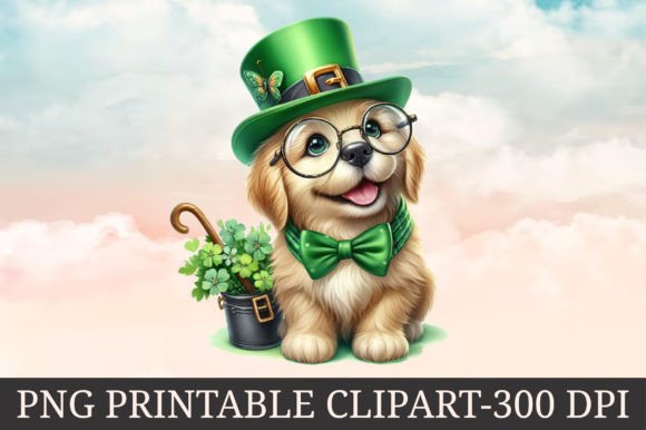 St. Patrick's Day Cute Dogs Clipart Gráfico Ilustraciones Imprimibles Por ArtStory