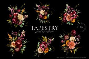 TAPESTRY FLORAL CLIP ART Graphic Illustrations By avalonrosedesign 10