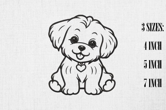 Valentine Cute Maltese Dog Chiens Design de Broderie Par Honi.designs