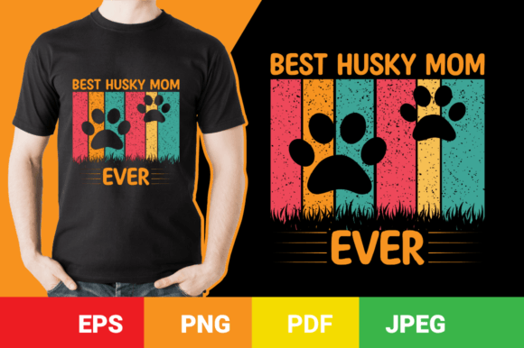 Vector Best Husky Mom Ever Retro Groovy Graphic T-shirt Designs By Design Bundle