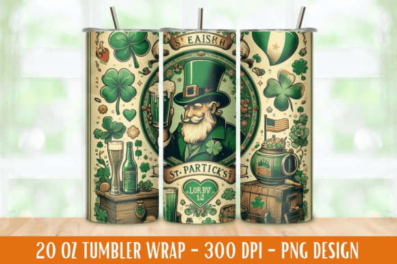 Vintage St Patricks 20 Oz Tumbler Wrap Afbeelding Afdrukbare Illustraties Door Craft Fair