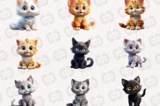 Cute Cat Clipart Bundle Afbeelding AI Illustraties Door ClipartcreationsDE 3