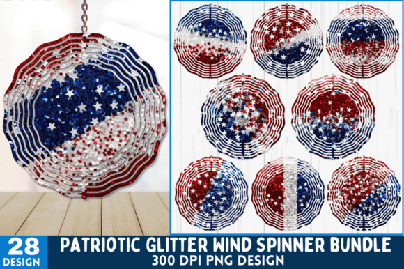 Patriotic Glitter Wind Spinner Bundle Graphic Illustrations By Digital_Art12