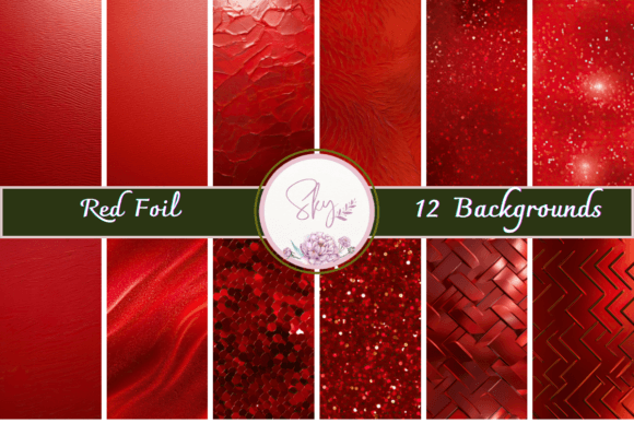 Red Foil Digital Paper Background Grafika Tła Przez Skye Design