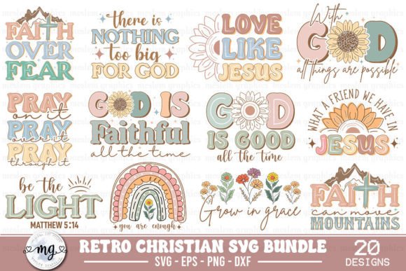 Retro Christian Quotes SVG Bundle Grafika Projekty Koszulek Przez Moslem Graphics