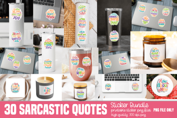 Sarcastic Quotes Stikers Bundle Graphic Crafts By CraftArt