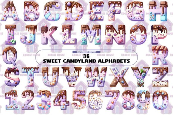 Sweet Candyland Alphabets Clipart PNG Graphic Illustrations By Kookie House