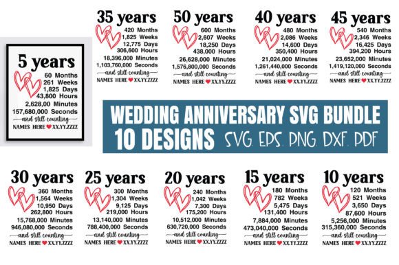 Wedding Anniversary SVG Bundle Graphic 3D SVG By Designer302