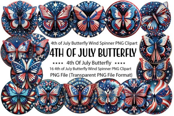 4th of July Butterfly Wind Spinner Bundl Graphic Print Templates By PrintExpert