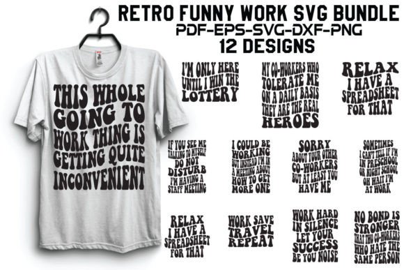 Retro Funny Work Svg Bundle Graphic Crafts By creativekhadiza124