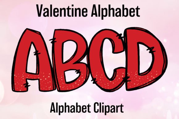 Valentine Clipart Alphabet Red Glitter Graphic Illustrations By Digital Creative Art